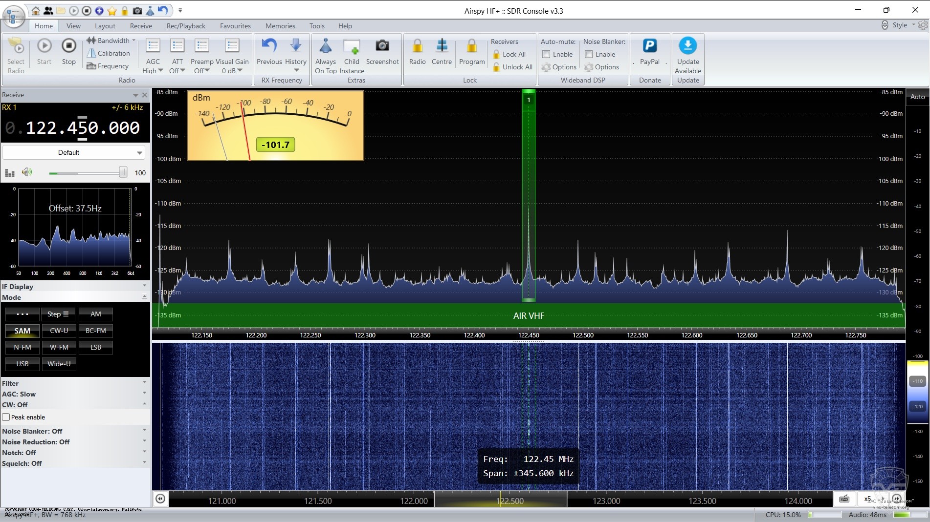 ��������� SDR Console ��� ��������� Airspy HF+ Discovery