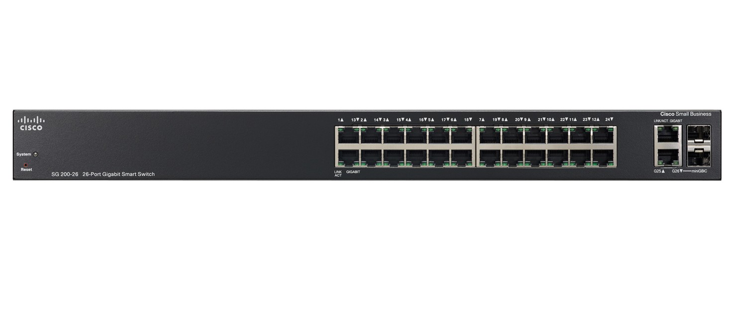 Управляемый коммутатор Cisco SG200-26 с портами 10/100/1000 Мбит/с