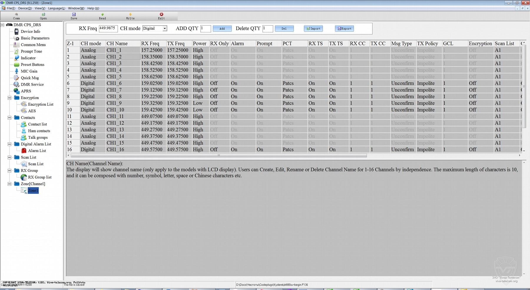 ������� ������������ Kydera DR-880UV