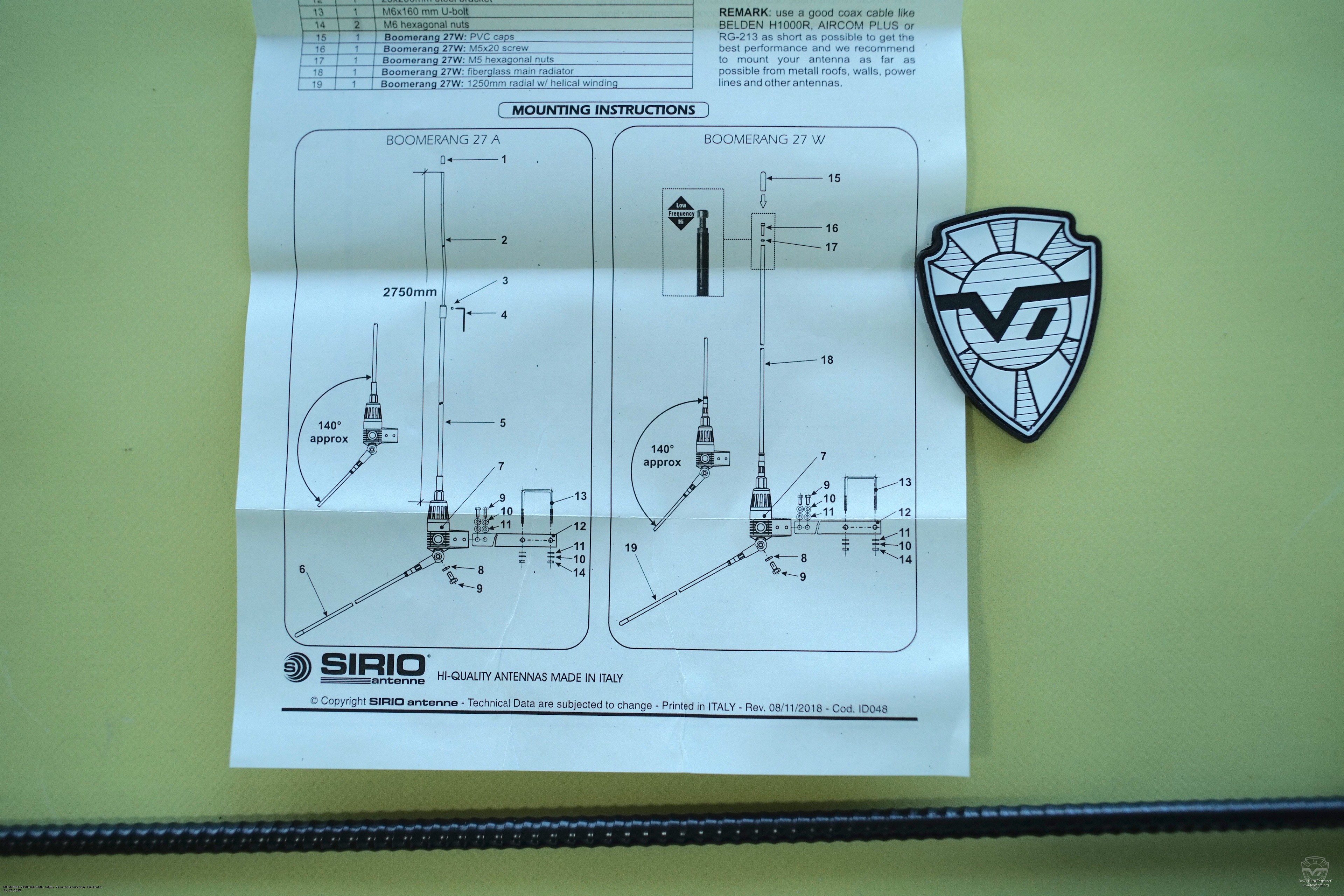Инструкция по сборке антенны Sirio BOOMERANG 27 W. Sirio BOOMERANG 27 W Инструкция по сборке антенны Sirio BOOMERANG 27 W