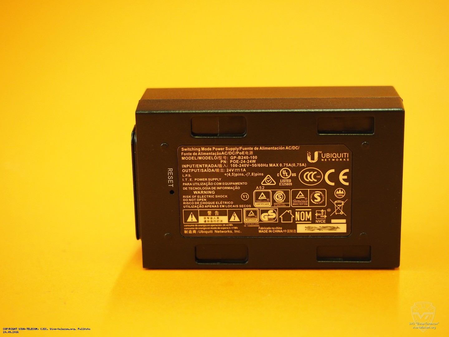 Характеристики блока питания 24В 1А для оборудования Ubiquiti. Ubiquiti POE-24-24W Характеристики блока питания 24В 1А для оборудования Ubiquiti